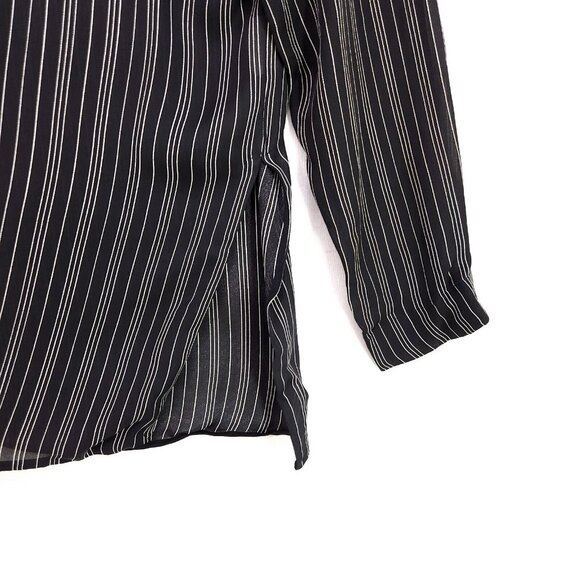 Vince Silk Tunic Top Size 2 Sheer Black Striped Elegant Professional Blouse - Picture 7 of 14